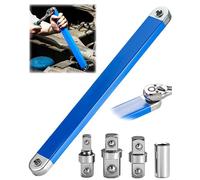 Staggered Extension Wrench, 15 Inch Zero Degree Ratchet Extension Wrench, Socket Wrench with Square Adapters (1/4 inch, 3/8 inch), Universal Expansion Wrench for Small Places, Tools
