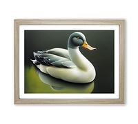 Staggering Duck Framed Print | A2 Oak Framed Wall Art | Ready to Hang | Modern Animal Picture | Living Room Bedroom Lounge Office