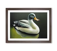Staggering Duck Framed Print | A3 Walnut Framed Wall Art | Ready to Hang | Modern Animal Picture | Living Room Bedroom Lounge Office