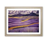 Staggering Lavender Flower Field Framed Print | A4 Oak Framed Wall Art | Ready to Hang | Modern Floral Picture | Living Room Bedroom Lounge Office