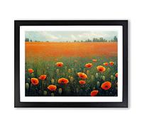 Staggering Poppy Field Flowers Framed Print | A2 Black Framed Wall Art | Ready to Hang | Modern Floral Picture | Living Room Bedroom Lounge Office