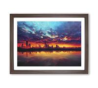 Staggering Skyscraper Skyline Framed Print | A4 Walnut Framed Wall Art | Ready to Hang | Modern Cityscape Picture | Living Room Bedroom Lounge Office