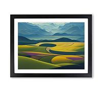 Staggering Spring Meadow Landscape Framed Print | A4 Black Framed Wall Art | Ready to Hang | Modern Landscape Picture | Living Room Bedroom Lounge Office