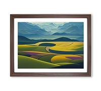 Staggering Spring Meadow Landscape Framed Print | A4 Walnut Framed Wall Art | Ready to Hang | Modern Landscape Picture | Living Room Bedroom Lounge Office