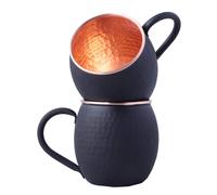 STAGLIFE 20 Oz Black Matte Moscow Mule Mugs Pure Solid Copper Cups for Drinking Moscow Mules, Genuine Copper Mug with Rose Gold Copper Rims, Hammered