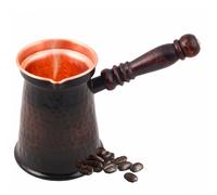 STAGLIFE Antique Copper Turkish Gr rabic Thick Coffee Pot with Wooden Handle Cezve Ibrik Briki Stovetop Coffee Maker (Large)