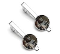 Stags Autumn Snowy Forests Silver Tie Clip Suit Accessories for Men Necktie Bar Set Pin Business Wedding