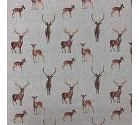 Stags & Deers Digital Print Design Cotton Rich Linen Look Fabric For Curtains Blinds Craft Quilting Patchwork & Upholstery 55" 140cm Wide - Sold by the Half Metre
