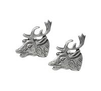 Stags Head Deer Cufflinks, Handcrafted English Made Pewter, Silver Finish, with Leatherette Gift Box