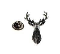 Stags Head (Front View) English Pewter Lapel Pin Badge