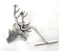 Stag's Head Tie Pin in Fine English Pewter, Gift Boxed (ab)