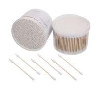 STAHAD 1000pcs Double Headed Cotton Swab Spiral Ear Cleaning Swabs Pointed Tip Cotton Wood Material Precise Facial Cleansing Makeup Application Khaki Colour Suitable for Nail Art