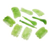 STAHAD 10pcs Gua Sha Combs Massaging Plates Facial Beauty Tool Scraping Board Resin Reduce Muscle Storage Bag for Scraping Over Tense Facial Muscles and Shoulder Massage Use