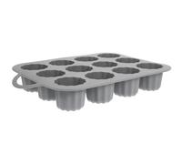 STAHAD 12 Cup Silicone Muffin Pan Cups Nonstick Bakeware Cylindrical Shape Elegant Lace Decor Easy to Release for Baking Mini Cakes