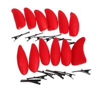 STAHAD 12pcs Horn Hairpin Costume Banner DIY LED Devil Horns Clip Bull Cosplay Decor Goth Woman Festival Halloween Spike Spooky Indoor Adult Party Head Witch Female Straw Hey Flocking Red