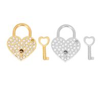 STAHAD 2 Sets Rhinestone Heart Locks Padlocks Love Locks with Keys Zinc Alloy Practical Easy to Carry Gifts for Couples Mini Suitcases
