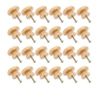 STAHAD 24pcs Large Round Wooden Drawer Handles Natural Wood Cabinet Knobs Single Hole Pulls for Furniture, Cupboard, Wardrobe Door Accessories with Lacquer Finish