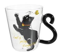 STAHAD 250 Ml Cat Glass Coffee Mug Tea Cup Glass Smooth Surface and Edges Easy to Maintain Black Cute Cups for Book Bar Afternoon Tea
