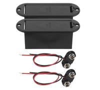 STAHAD 2pcs 9v Battery Box for Electric Guitar and Bass Active Pickup Compartments with Connector and Anti-rattle Sponge, Black Battery Holder for Guitar Accessories in Studio and Stage