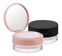 STAHAD 2pcs Makeup Powder Case Set with Mirror - Portable Loose Powder Compact Containers in Pink and Black - Refillable Cosmetics Storage for Travel and Daily Use