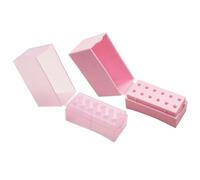 STAHAD 2pcs Manicure Polishing Heads Organizer Nail Drill Bit Storage Box 12-hole Foldable Nail Grinding Head Case with Pink for Art and Salon Use