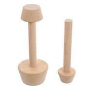 STAHAD 2pcs Natural Wood Tart Tamper Set, Mini Pastry Dough Press Molds for Egg Tarts and DIY Desserts, Wooden Baking Tools for Home Kitchen and Party Use