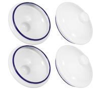 STAHAD 4pcs Enamel Cup Lids Small Size 7.5x8.5cm Round Replacement Covers for Tea Cups Mugs Universal Fit Reusable Kitchen Drink Accessories