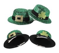 STAHAD 4pcs Saint Patrick's Day Hair Clips Set with Mini Shamrock Green Top Hats and Gold Buckle Leprechaun Hats, Irish Hair Accessories for Festival Celebration and Party
