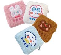 STAHAD 4pcs Sanitary Napkin Bag Period Pouch Multi-Function Small Bag Wear Resistant Portable Plush Material Cute Shape Beautiful Design Everyday Storage for Women