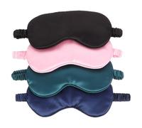 STAHAD 4pcs Silk Eye Cover Sleeping Eye Mask Block Out Light Relieving Stress Adjustable Strap for Travel Home Comfort
