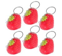 STAHAD 6pcs Strawberry Key Chain Charm Strawberry Bag Chain Charm Artificial Fruit Key Pvc Metal Cute Heart-shaped Modeling Party Favors Present for Loved Ones