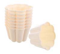 STAHAD 8pcs Mini Pudding Tins Set, Milk White Plastic Flower Jelly and Cake Moulds for Steaming and Baking Homemade Desserts, Individual Egg Tart and Steamed Pudding Moulds for Kitchen