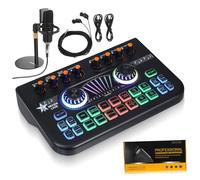 STAHAD Audio Mixer Podcast Microphone Bundle Live Sound Card Voice Changer Streaming Gaming Recording Professional Audio Mixer Guitar Music Multiple Sound Effects