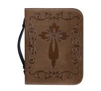 STAHAD Book Carry Case Vintage Elegance Pu Material Cross Design Portable Scripture Book Cover with Scratch Prevention for Library and Personal Collections