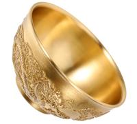 STAHAD Brass Fortune Basin 8Cm Copper Treasure Bowl with Double Dragon Design for Home and Office Desktop Feng Shui Wealth Decoration