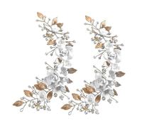 STAHAD Bridal Hair Accessories 2Pcs Polymer Clay Flower Wedding Hair Pieces Silver Alloy Leaves for Brides Wedding Decor