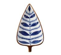 STAHAD Ceramic Leaf Shape Side Dish Plate Japanese Style Hand-Painted Underglaze Snack Saucer Sauce Dish Appetizer Dessert Serving Plate for Home Kitchen