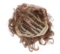 STAHAD European and American Style Short Curly Wig Short Human Hair Wigs Bangs for Women High Temperature Silk Coffee