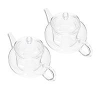 STAHAD Glass Tea Pot 2Pcs 250Ml High Temperature Resistant Teapot with Infuser for Household Use
