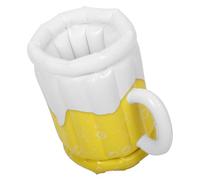 STAHAD Inflatable Pvc Ice Beverage Bucket Thickened Portable Wine Cooler with Drain Plug White and Light Yellow for Summer Party Drink Chilling