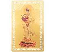 STAHAD Metal Kwan Yin Amulet Card Gold, Small Compact Buddhist Blessing Charm for Luck and Protection, Convenient for Travel and Home