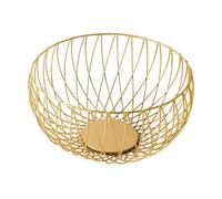 STAHAD Metal Wire Fruit Basket for Kitchen Counter Round Gold Finish, Egg and Snack Holder for Home Dining