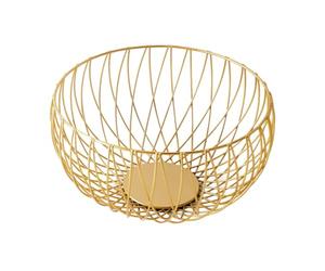 STAHAD Metal Wire Fruit Basket for Kitchen Counter Round Gold Finish, Egg and Snack Holder for Home Dining