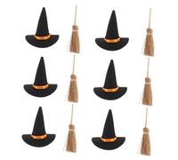STAHAD Mini Halloween Witch Hat and Broom Set Felt Cosplay Broom Props for DIY Crafts Reusable Tabletop Decorations for Small Spaces Schools and Parties