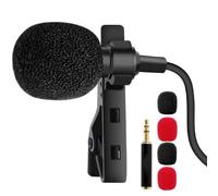 STAHAD Mini Lavalier Mic Recording Microphone 3.5mm Audio Plug Clip-on Design Audio Effect Plastic Metal Black for Outdoor Lectures and Interviews with Mobile Phone Laptop