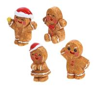STAHAD Miniature Gingerbread Man Figurines 4pcs Set, Small Gingerbread Man Decorations for Christmas Diy Craft, Cute Holiday Mini Ornaments for Home and Aquarium Display