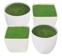 STAHAD Plastic Fake Flowerpot Miniature Planters 4Pcs with Simulated Moss, Tiny Round Square Pots for Living Room and Bedroom Decoration