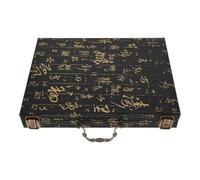 STAHAD Wooden Mahjong Game Case with 3D Embossed Design and Compartments Portable Organizer for Chinese Mahjong and Chess Suitable for 6.0 Chess Pieces