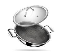 stahl Triply Non Stick Kadai with Lid | Stainless Steel Kadai with Induction Base | Tri Ply Kadhai Scratch Resistant | Hybrid 6320, Dia 20cm, 1.6L (Serves 3 People)