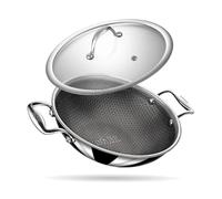 Stahl Triply Non Stick Kadai with Lid | Stainless Steel Kadai with Induction Base | Tri Ply Kadhai Scratch Resistant | Hybrid 6324, Dia 24cm, 2.4L (Serves 4 People)
